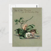 Vintages Kleeblatt Pig St Patrick's Day Card Postkarte (Vorne/Hinten)