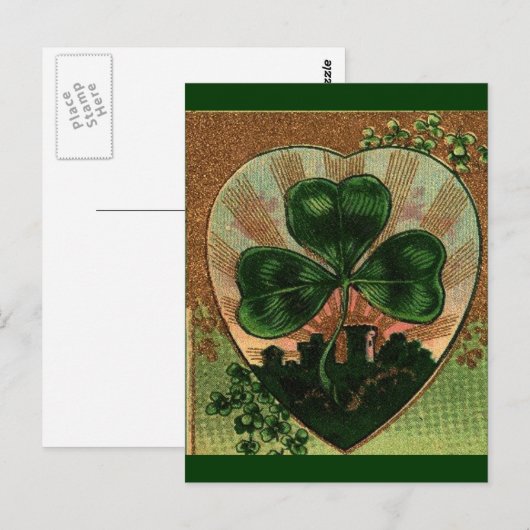 Vintages Kleeblatt Postkarte (Vorne/Hinten)
