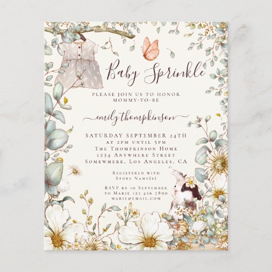 Vintages Kleid Girl Baby Sprinkle Einladung (Vorderseite)
