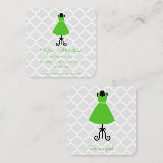 Vintages Kleid - Nahkampf und Veränderungen Quadratische Visitenkarte (Vorne/Hinten)