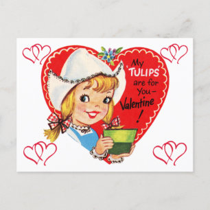 Vintages kleines holländisches Mädchen Valentine d Postkarte