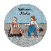 Vintages kleines holländisches Mädchenjunge Schneidebrett (Vorderseite)