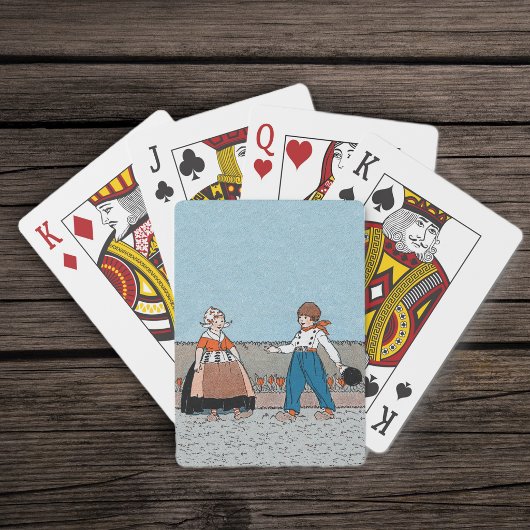 Vintages kleines holländisches Mädchenjunge Spielkarten