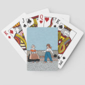 Vintages kleines holländisches Mädchenjunge Spielkarten (Rückseite)