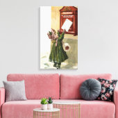 Vintages kleines Mädchen am Briefkasten Leinwanddruck (Insitu (Wohnzimmer))