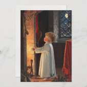 Vintages kleines Mädchen am Feuerplatz Weihnachten (Vorne/Hinten)