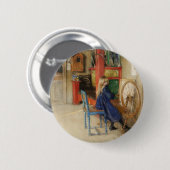 Vintages kleines Mädchen am Spinning Wheel Button (Vorne & Hinten)