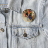 Vintages kleines Mädchen am Spinning Wheel Button (Beispiel)