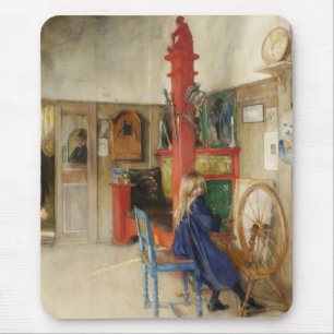 Vintages kleines Mädchen am Spinning Wheel Mousepad