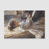 Vintages Kleines Mädchen, das Klavierdekoupage spi Seidenpapier (Vorderseite)