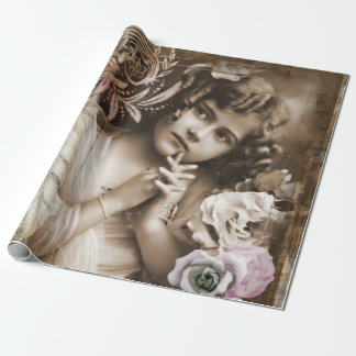 Vintages kleines Mädchen-Mattverpackungs-Papier, Geschenkpapier