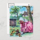 Vintages kleines Mädchen mit Baby-Chicks Postkarte (Vorne/Hinten)
