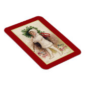 VINTAGES "KLEINES MÄDCHEN MIT BAUM" CHRISTMAS MAGN MAGNET (Rechte Seite)