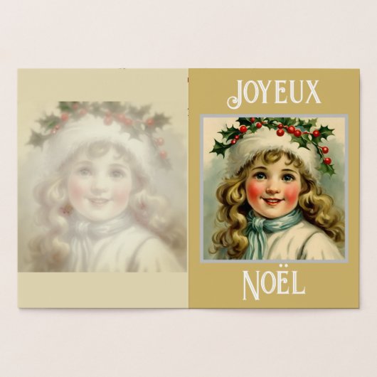 Vintages kleines Mädchen mit Mistleton Folienkarte (Innenseite)