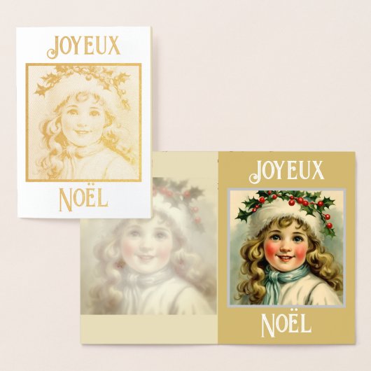 Vintages kleines Mädchen mit Mistleton Folienkarte (Anzeige)