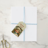 Vintages kleines Mädchen mit Mistleton Geschenkanhänger (Mit Garn)
