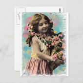 Vintages kleines Mädchen und Blume Postkarte (Vorne/Hinten)