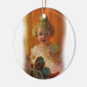 Vintages Kleines Mädchen und Puppenschmuck Keramik Ornament (Links)