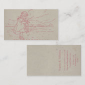 Vintages Kleinkindmädchen mit Baby - Puppe Visitenkarte (Vorne/Hinten)