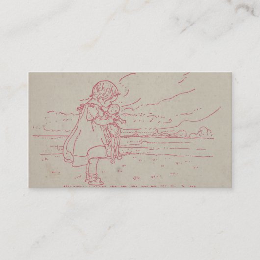 Vintages Kleinkindmädchen mit Baby - Puppe Visitenkarte (Vorderseite)