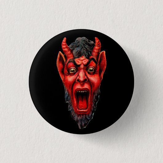 Vintages Knurren Krampus Button (Vorderseite)