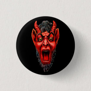 Vintages Knurren Krampus Button