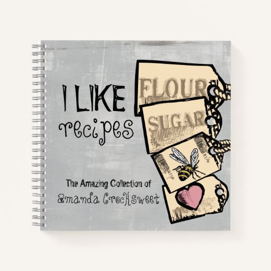 Vintages Kochbuch für personalisierte Rezepte Notizblock (Vorderseite)