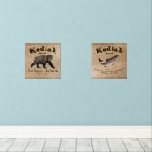 Vintages Kodiak-Lachs-Label Bilderwand Sets (Holzboden)