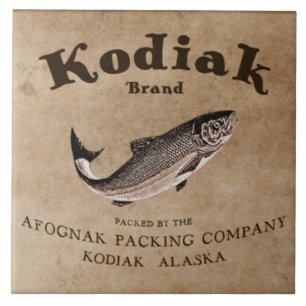 Vintages Kodiak-Lachs-Label Fliese