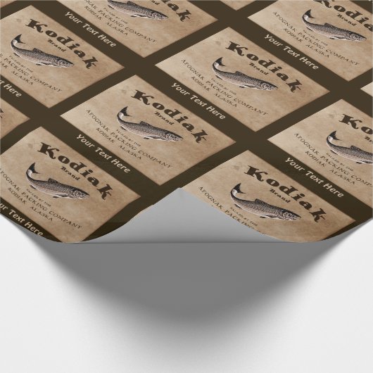 Vintages Kodiak-Lachs-Label Geschenkpapier (Ecke)