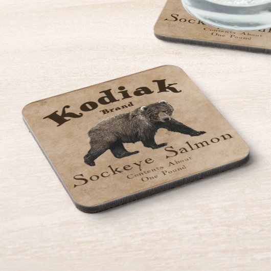 Vintages Kodiak-Lachs-Label Getränkeuntersetzer (Linke Seite)