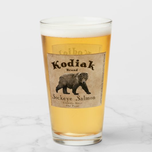 Vintages Kodiak-Lachs-Label Glas (Vorne (Gefüllt))