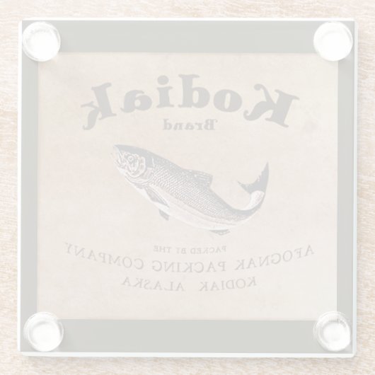 Vintages Kodiak-Lachs-Label Glasuntersetzer (Rückseite)