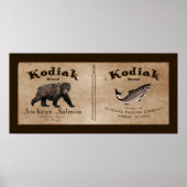Vintages Kodiak-Lachs-Label Poster (Vorne)