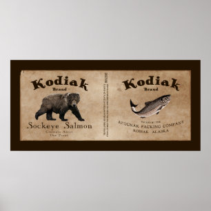 Vintages Kodiak-Lachs-Label Poster