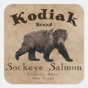 Vintages Kodiak-Lachs-Label Quadratischer Aufkleber