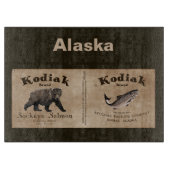 Vintages Kodiak-Lachs-Label Schneidebrett (Vorderseite)