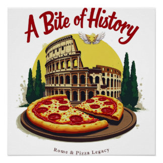 Vintages Kolosseum Rom & Neapolitanische Pizza Kun Poster