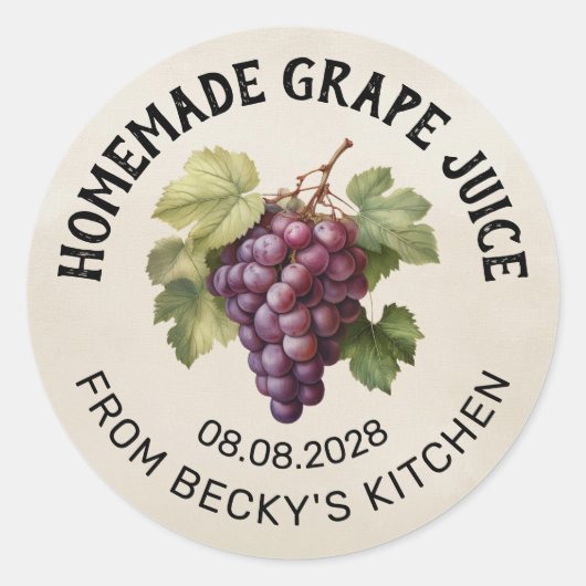 Vintages Konservenetikett mit roten Trauben Runder Aufkleber (Vorderseite)