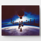 Vintages Konzept des Raumstation Freedom Poster Fotoplatte (Vorderseite)