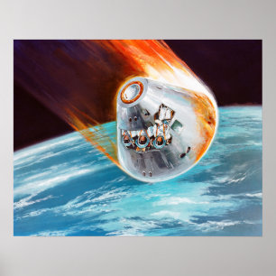 Vintages Konzept mit dem Apollo-Befehlsmodul Poster