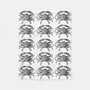 Vintages Krabben-Zeichnen Fleecedecke