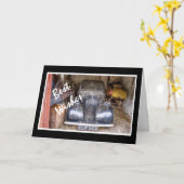 Vintages Kraftfahrzeug in der Garage Karte (Gelbe Blume)