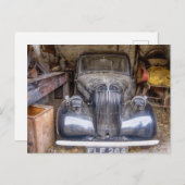 Vintages Kraftfahrzeug in der Garage Postkarte (Vorne/Hinten)