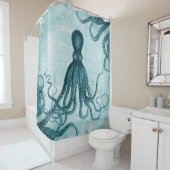 Vintages Kraken-Blau Duschvorhang (Beispiel)