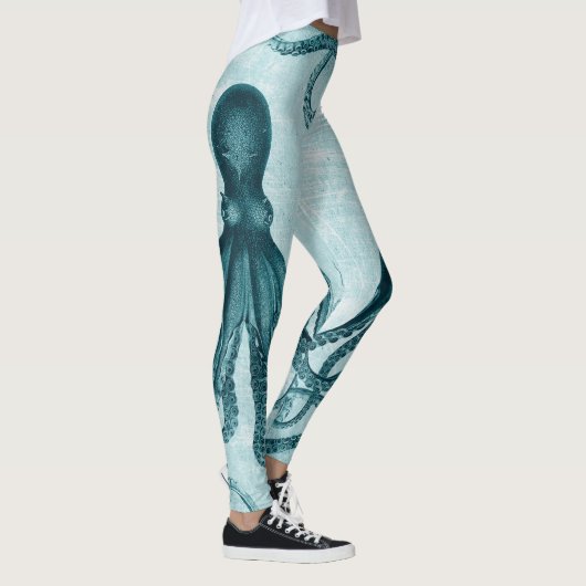 Vintages Kraken-Blau Leggings (Rechts)
