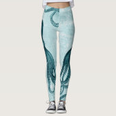 Vintages Kraken-Blau Leggings (Vorderseite)