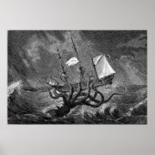 Vintages Kraken-Riesenmeerschiff Poster (Vorne)