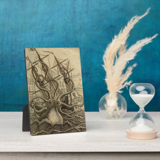 Vintages Kraken Riesenseemonster-Poster Fotoplatte (Seite)