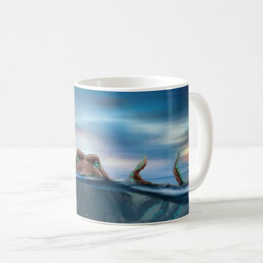 Vintages Kraken-Sea-Monster Kaffeetasse (VorderseiteRechts)